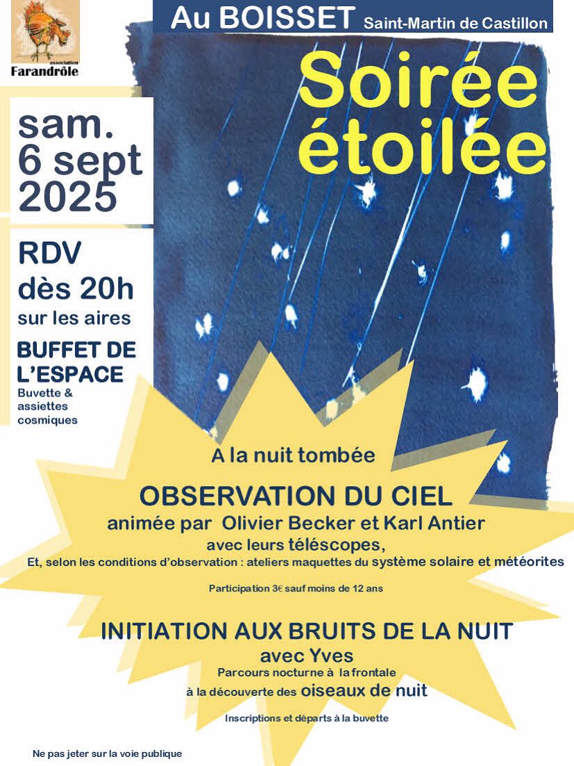 Veillée grand public de découverte du ciel - Saint-Martin-de-Castillon