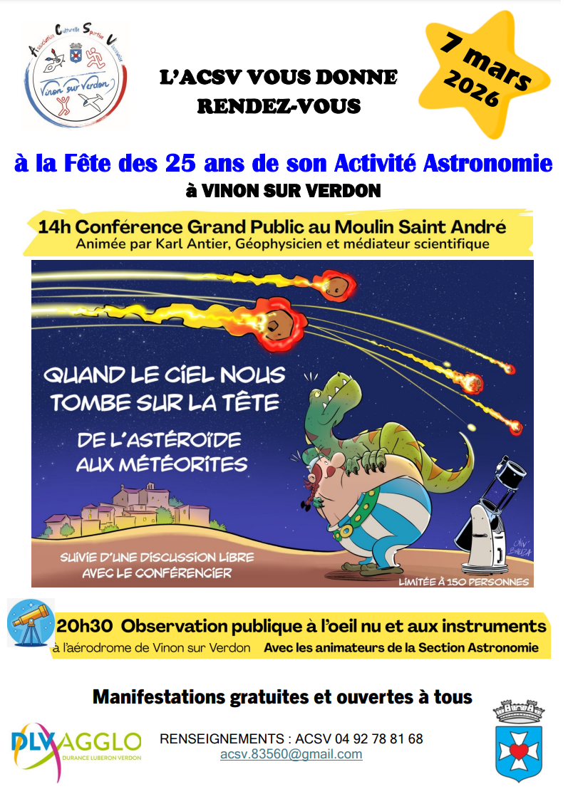 14/11, conférence : "Quand le ciel nous tombe sur la tête : de l'astéroïde aux météorites" - Lyon (69)